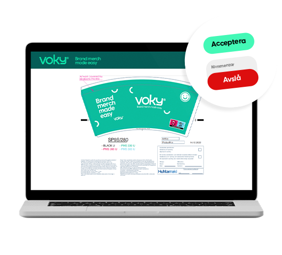 B&auml;rbar dator med sk&auml;rm f&ouml;r godk&auml;nnande och justering av korrigeringar av produktkonstverk